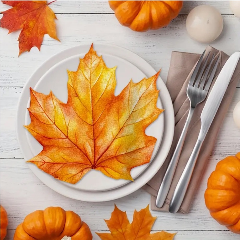 Autumn Maple Shaped Leaves Paper Napkins Party Decor - 20pcs